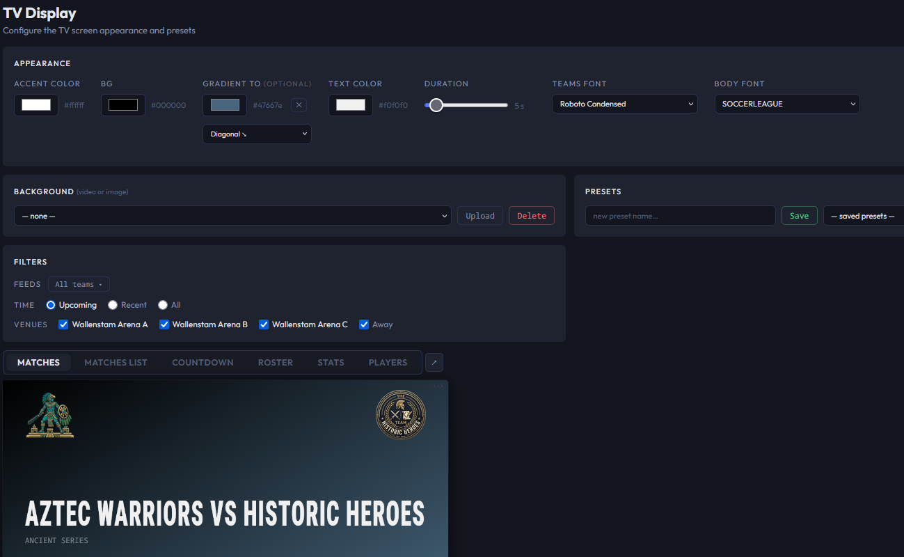Client with custom screens and playlists